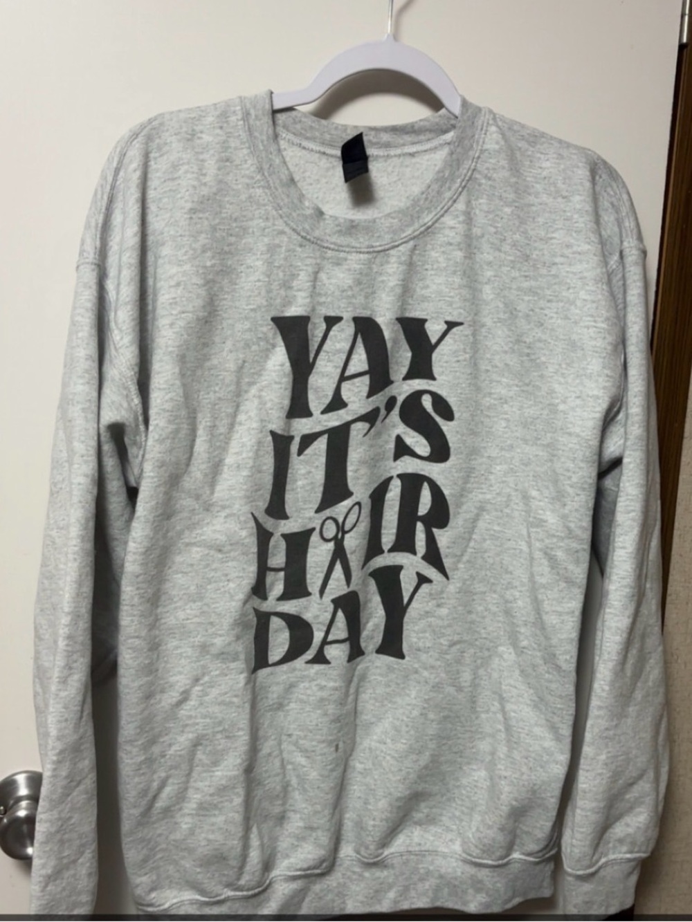 Grey "Yay It's Hair Day" Graphic Sweatshirt